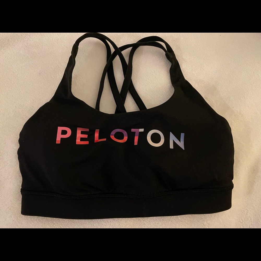 Peloton logo lululemon energy sports bra size 6 black